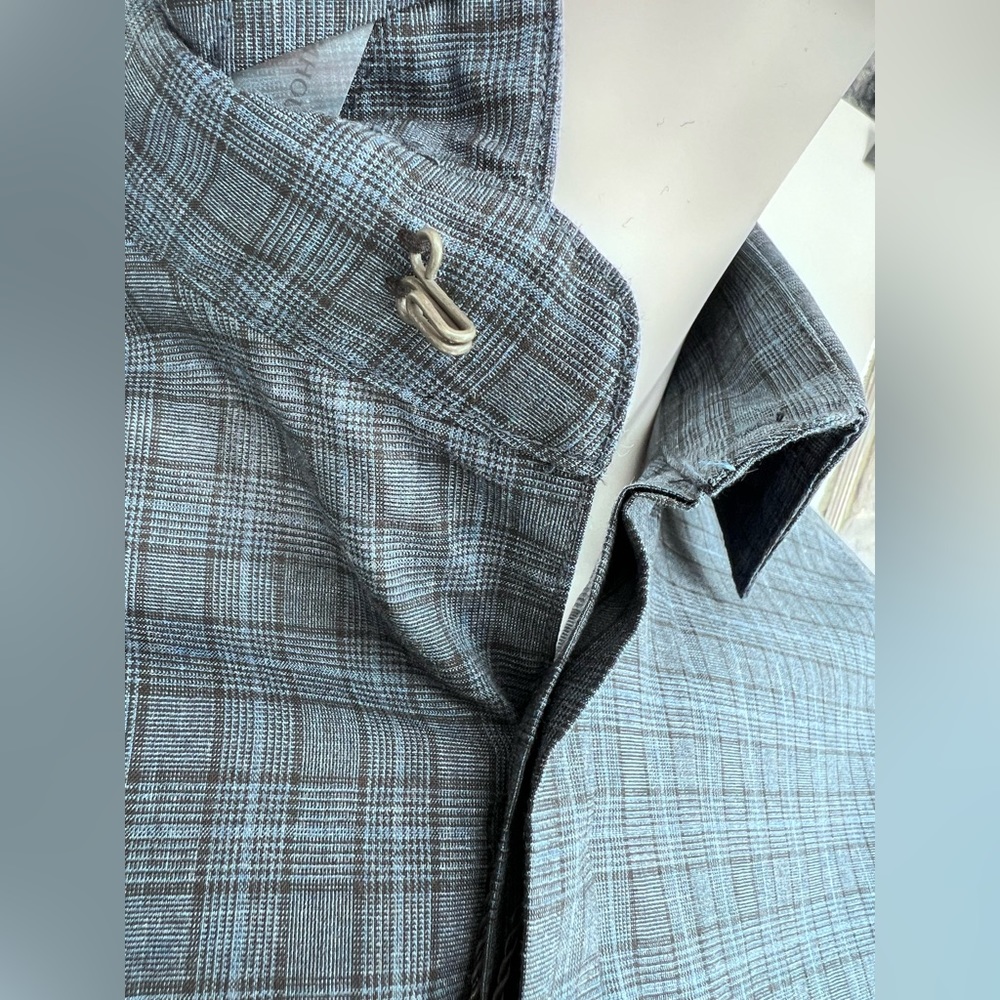 NWT John Varvatos Star USA Trim Fit Plaid Dress Shirt - Picture 9 of 16